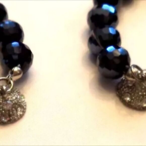 STUNNING RHINESTONE GLASS BEAD 19.5" NECKLACE 2 3/4" EARRING SET EUC - Picture 4 of 4